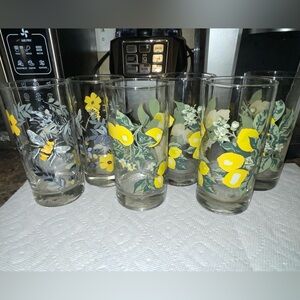 Libby Royal Norfolk (4) Lemon (2) Bees&Flowers Glasses 16oz.